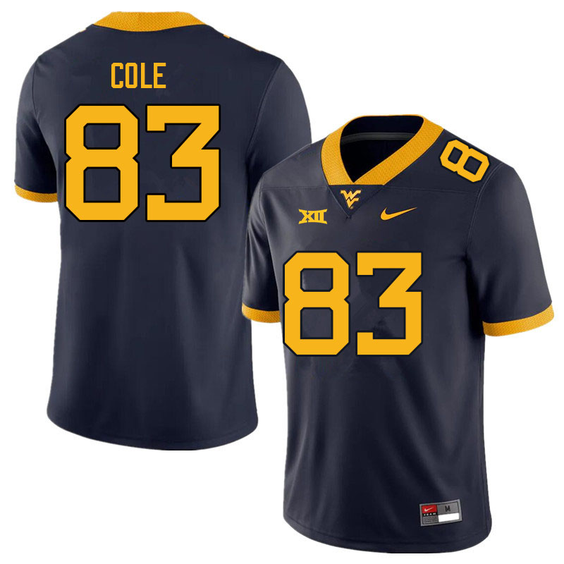 NCAA Men's C.J. Cole West Virginia Mountaineers Navy #83 Nike Stitched Football College Authentic Jersey TX23I84HG